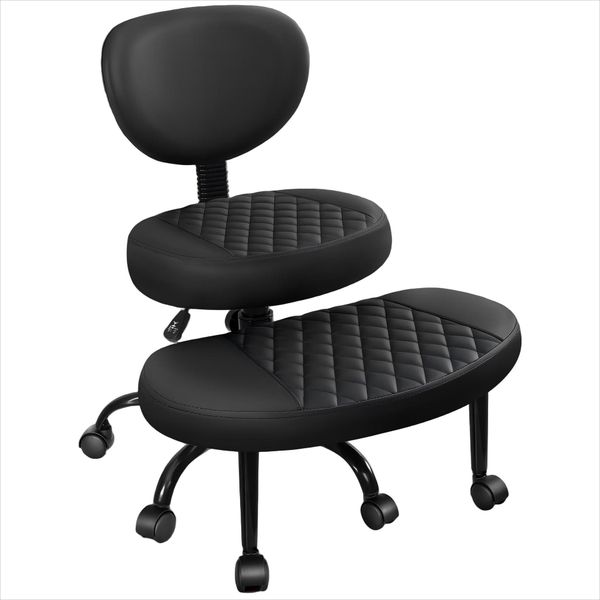 Ergonomic Cross Legged Office Chair with Wheels Adjustable Height