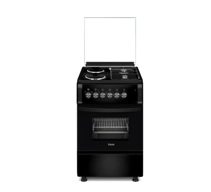 Ferre 50x60 Free Standing Full Gas/Electric Stove Black Shop Today