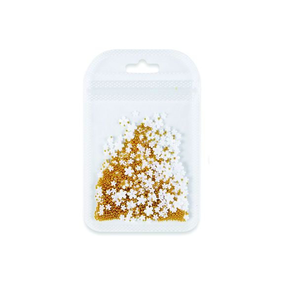 Nail Art Petals and Beads White