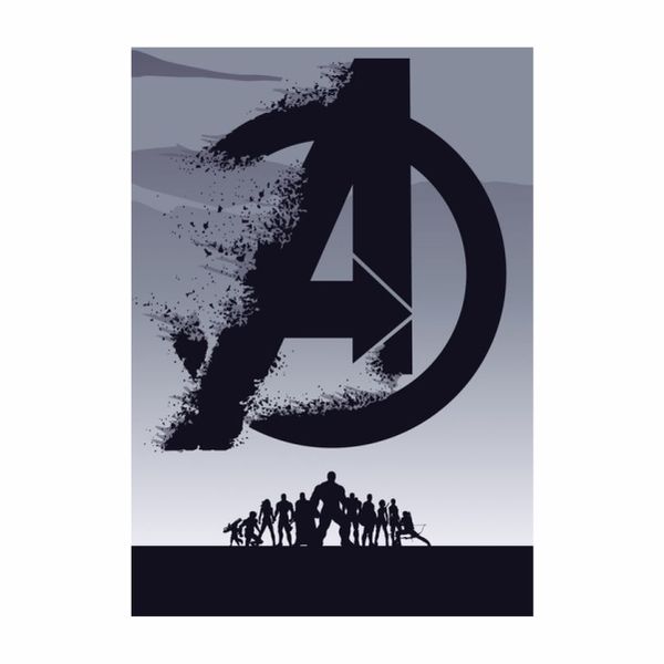 Avengers Logo with Character Silhouette - A1 Poster