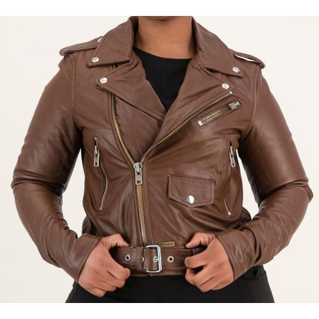 The Leather Craftsmen Women s Cow Biker Brown Leather Jacket