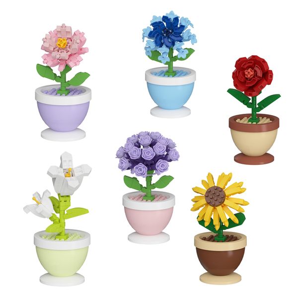 6 Set Mini Flower Bonsai Building Blocks DIY Decor Toy