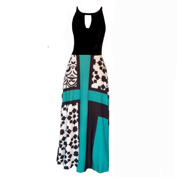 Women Blue Fit &amp; Flare Pattern Design Dress