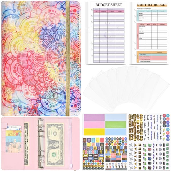 Budget Binder Money Saving Binder - A6 Mandala Print PU Leather