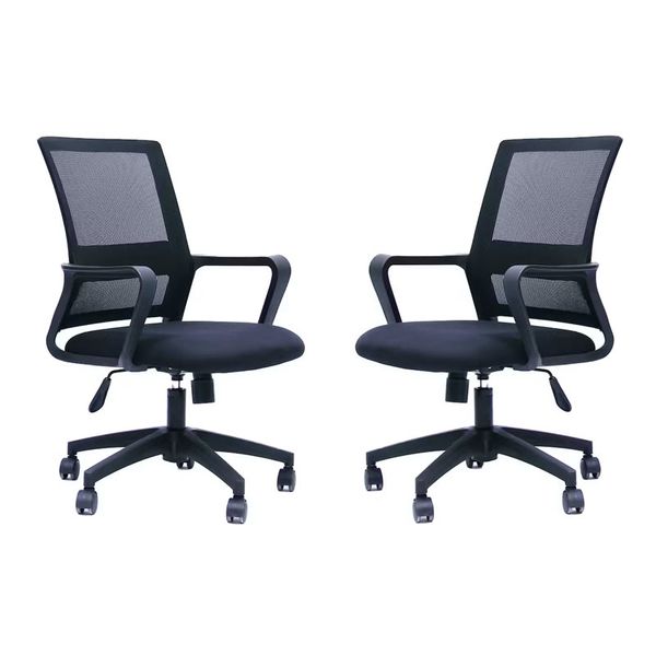 Set of 2 Ergonomic Mid-Back Mesh Computer Desk Chairs