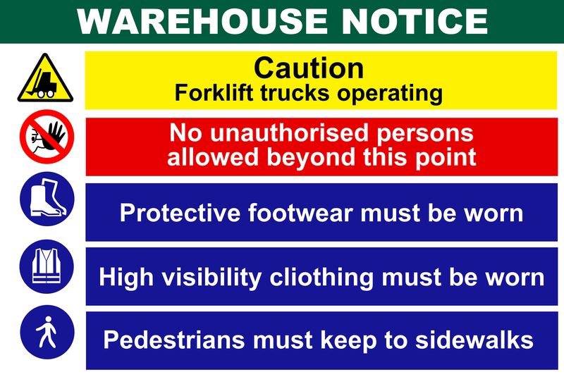 Warehouse Notice Caution Forklifts Trucks Operating 80x120cm Sign.