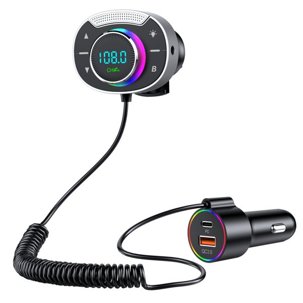 5.3 Bluetooth FM Wireless Transmitter Hands-Free Calls, Aux Out, TF Card
