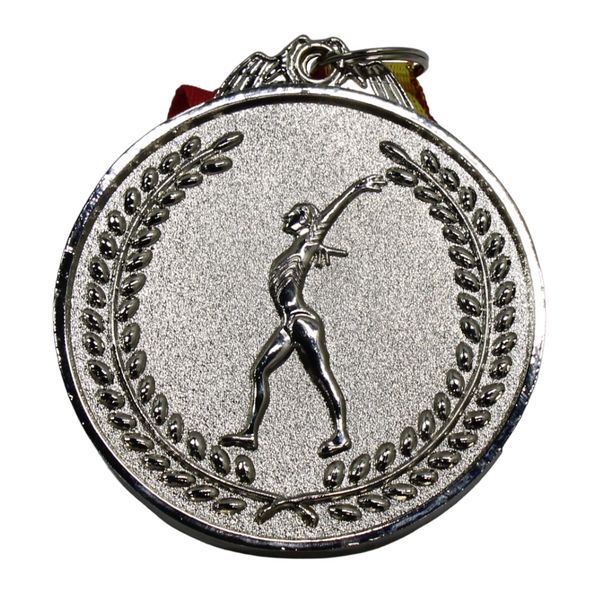 Medal - Gymnastics Alloy Metal Medal with Ribbon - 60mm Diameter - Silver