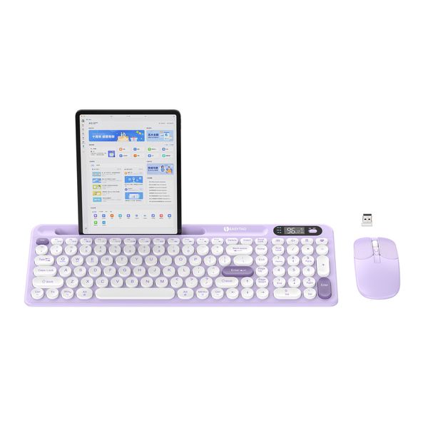 ET Easytao Wireless Keyboard and Mouse Combo,Round Keycaps Retro Keyboard