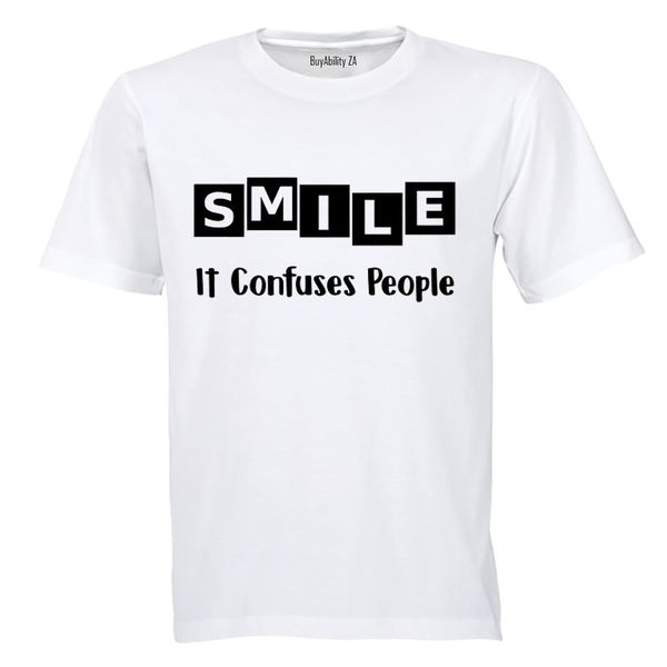 SMILE - it confuses people! - Mens T-Shirt - White
