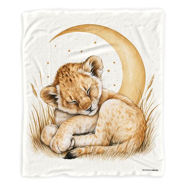 Nursery Sleepy Lion by Baby Fleece Blanket by Wikus Schalkwyk