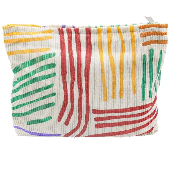 Beauty Aesthetic Stripe Cosmetic Makeup Zipper Pouch (26cm) - 2Pack
