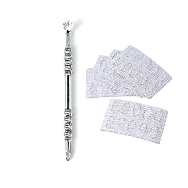 Stainless Steel Cuticle Pusher &amp; Mini Self Adhesive Sanding Stick-Ons