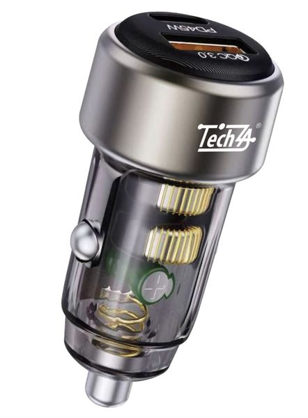 TechZA 63W PD Super fast + USB Fast Car Charger for Smartphones TZ-CC04