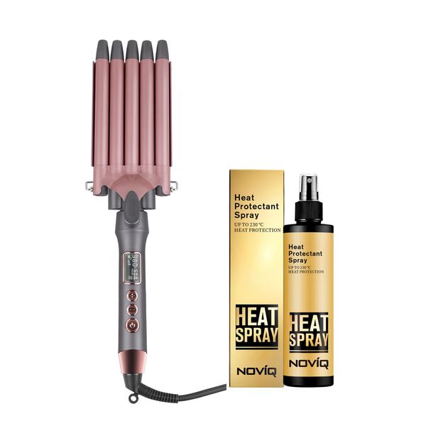 ENZO 5-Barrel Salon Wave Curler Tool + NOVIQ Heat Spray 250 ml