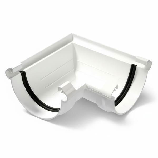 Durable PVC Half-Round Gutter Corner for Seamless Water Drainage - 2 Pack