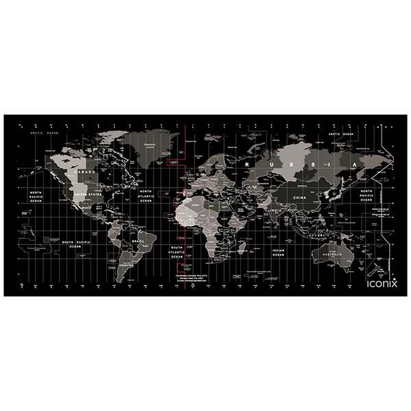 Iconix World Wide Map Full Desk XL Coverage Gaming and Office Mouse Pad