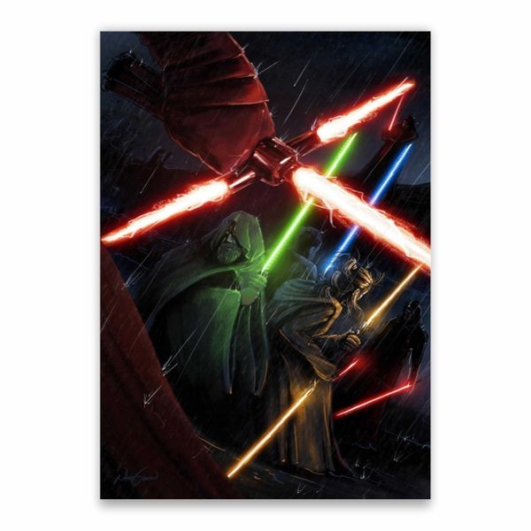 Luke And Rey Battle Scene Poster - A1