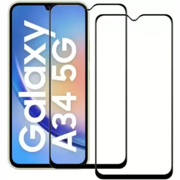 Compatible with Samsung Galaxy A34 9D Tempered Glass Protector PACK OF 2