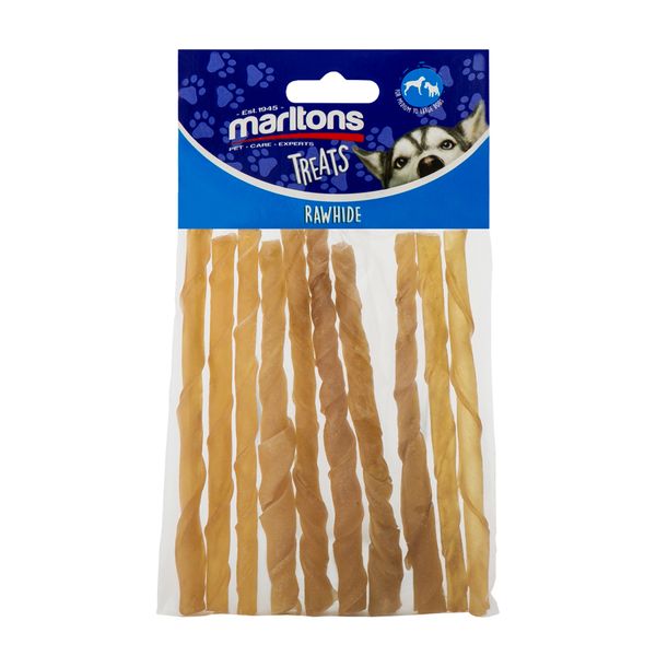 Marltons Rawhide Twisted Chew Sticks - 10's