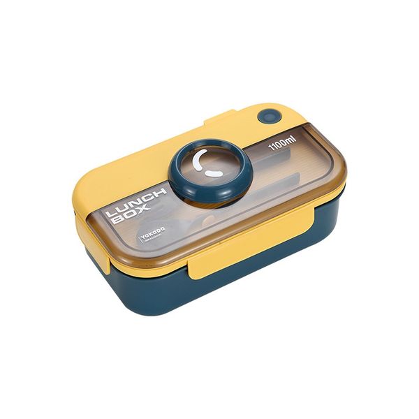 Blue and Yellow Rectangular Lunch Box