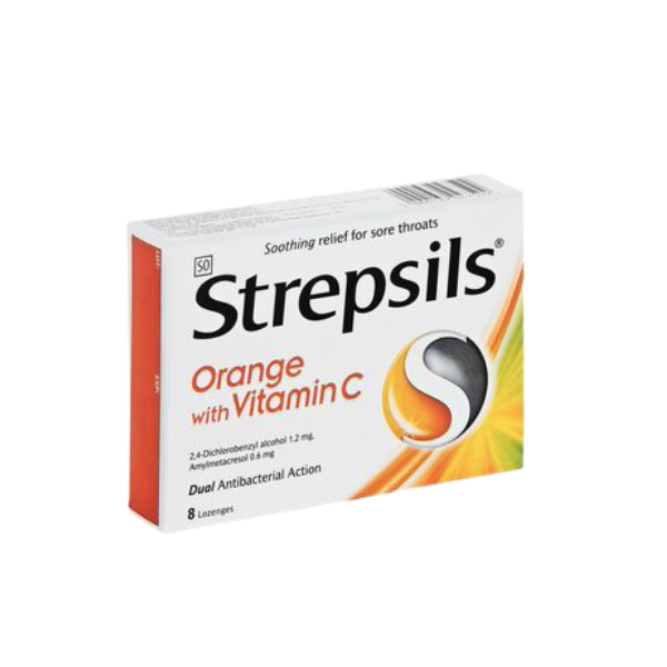 Strepsils- 8 Orange Vitamin C Lozenges x 48