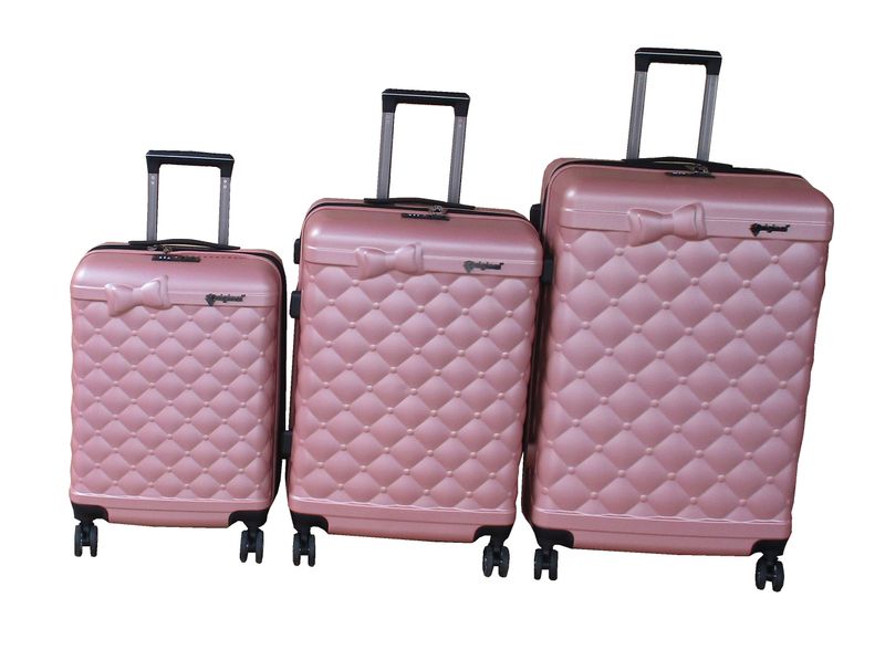 Luxury Pink Quilted Hardshell Luggage Set - 3-Piece with TSA Lock