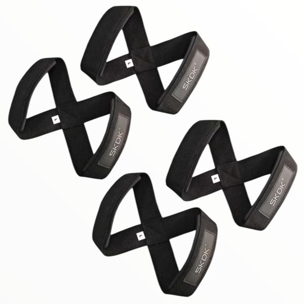 SKDK - Figure 8 Lifting Straps - Heavy-Duty Wrist Support Straps - 2 Pairs
