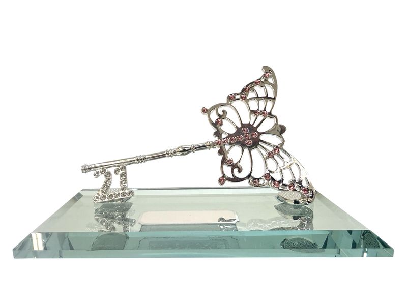 21st Diamante Butterfly Generic Key on Glass Mirror base
