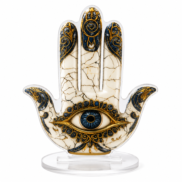 Hamsa Evil Eye Acrylic Display Ornament - Decorative Hand Protection stand
