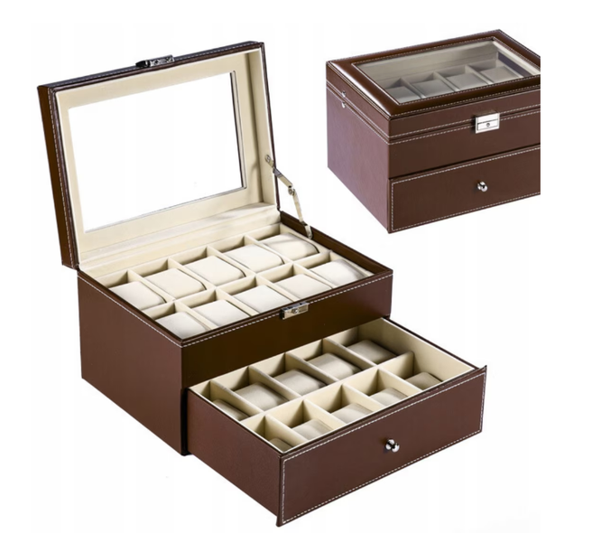 Watch Box, Capable of Holding 20 Watches, Glass Lid