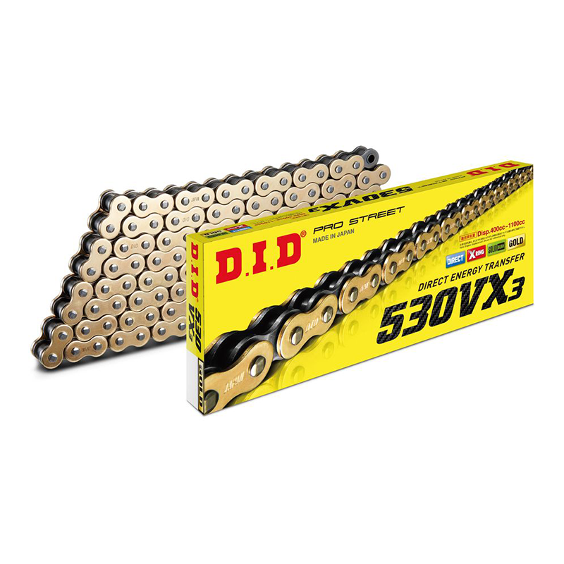 DID 530 VX3 118 link gold X ring chain with rivet link | Shop