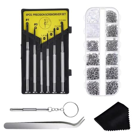 Upgrade Version Magnetic Eye Glass Repairing Kit, Eyeglass Repair Tool Kit  with Compact Screw Box Include Nose Pads, Precision Screwdriver Set