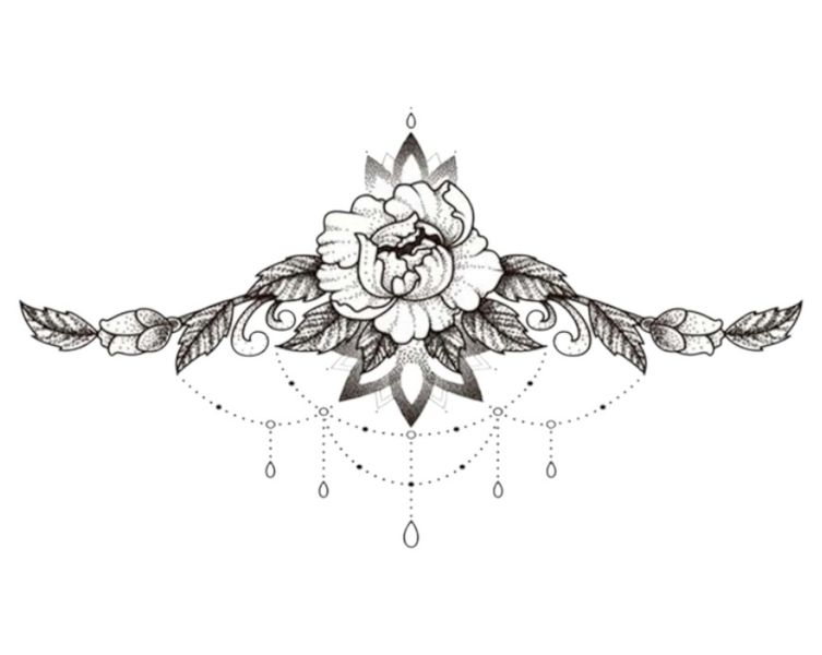Rose Themed Semi-Permanent Tattoo - Black