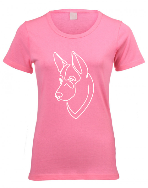 PepperSt Fitted Scoop Neck T-Shirt - German Sheperd Line Drawing