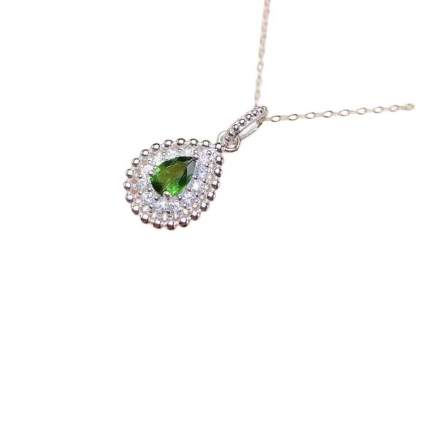 Diopside And Diamond Full Diamond Pendant For Women, Exquisite Pendant
