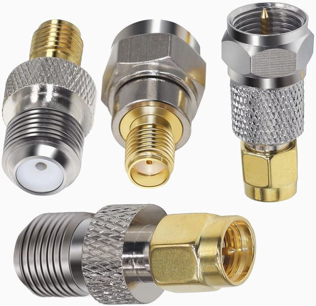 SMA to F Type Coax Connector Male to Female Coaxial Adapter Kit - 4 Piece