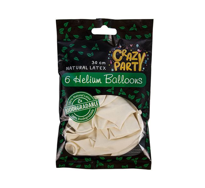 Helium Balloons - Biodegradable - 6 Piece - White - 30cm - 12 Pack