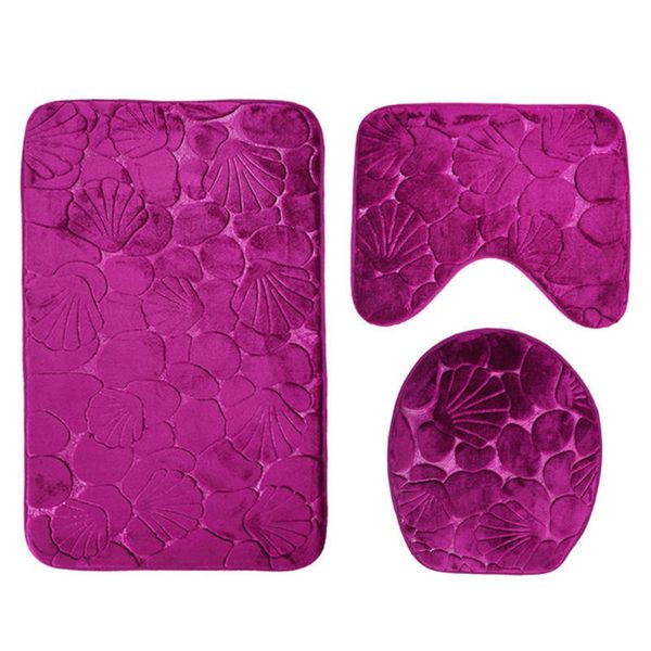 3 Piece Flannel Foam Water Absorbing Washable Washable Bathroom Mat Bath