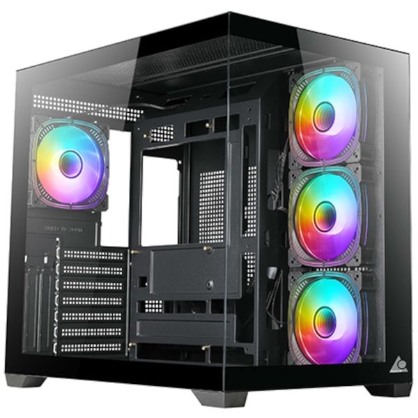 M-Link ATX Gaming Case w/ Tempered Glass panels and four ARGB Fans - NO PSU