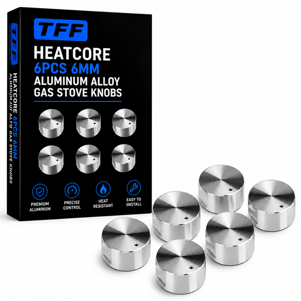 TFF HeatCore 6PCS 6mm Aluminum Alloy Gas Stove Knobs