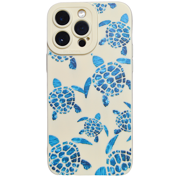 Beige - Phone Case with Blue Sea Turtles &amp; Pro Cam - Iphone 14 Pro Max