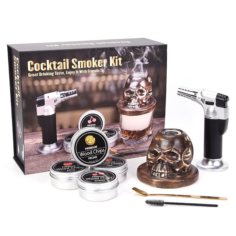 Whiskey Bourbon Cocktail Smoker Kit with 4 Flavored Wood Chips