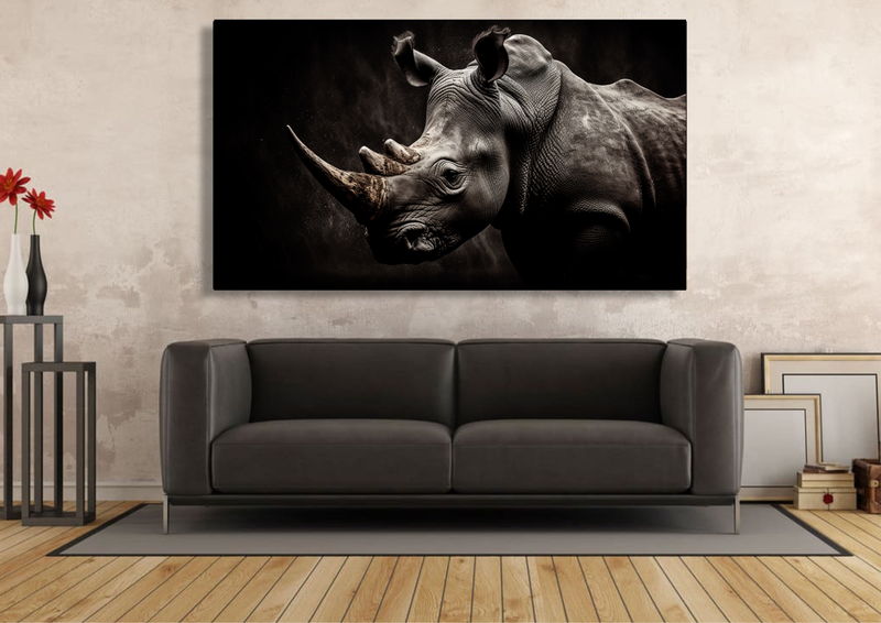 Canvas Wall Art - Rhino Profile Abstract - HC1081