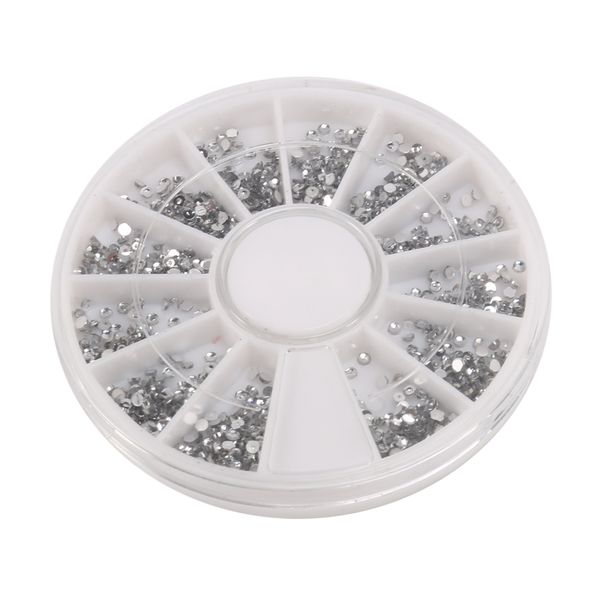 Silver Rhinestones Carousel Boxes Crystal Nail Manicure Nail Art Glitter