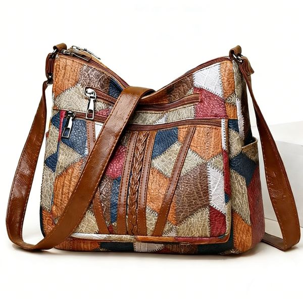 Large-Capacity Diamond Stitching Colorful One-Shoulder Messenger Bag