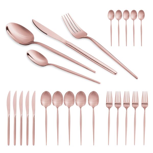 Berlinger Haus 24-Piece Stainless Steel Cutlery Set - Rose Gold
