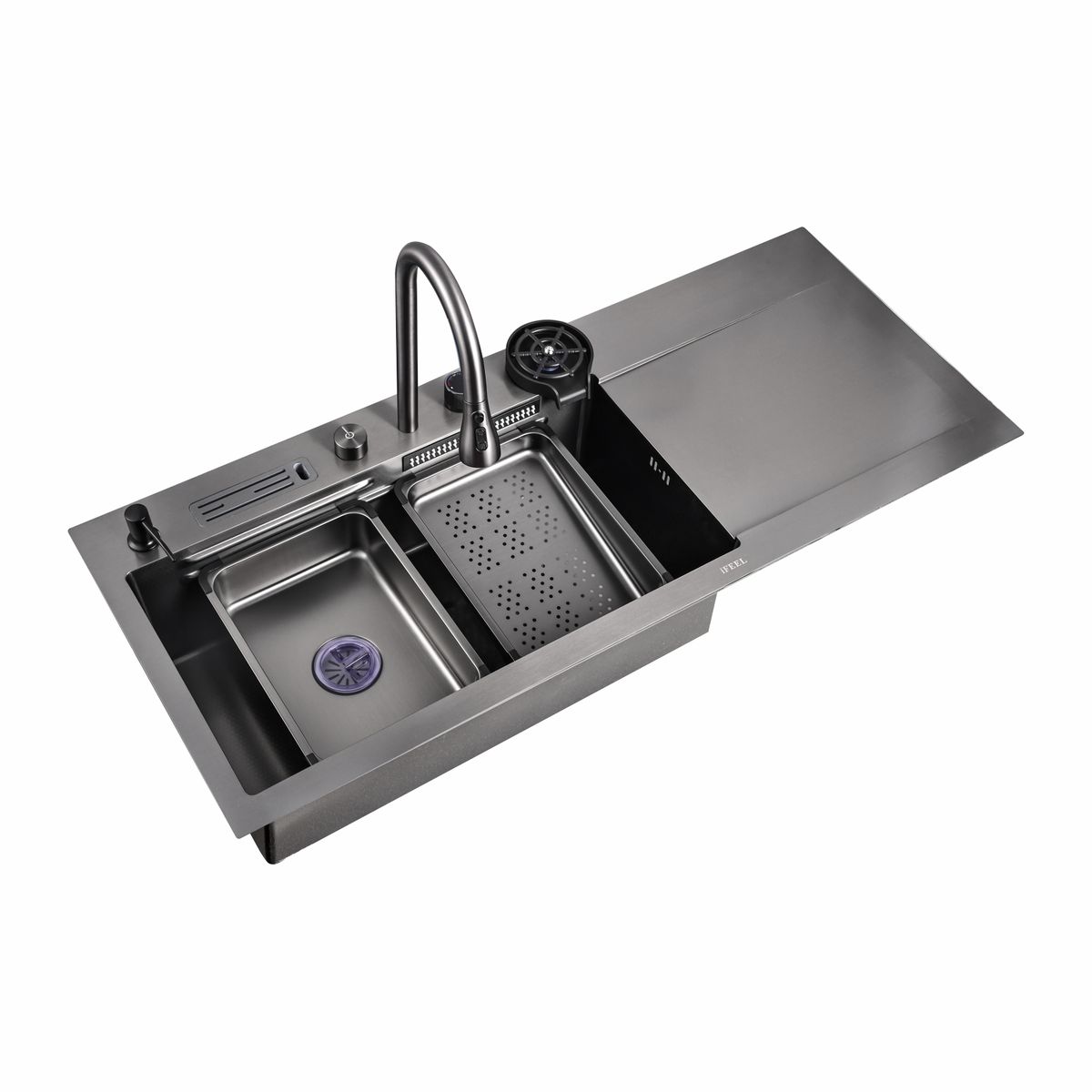 Rectangular kitchen faucet/sink combination dark grey DT12050FY