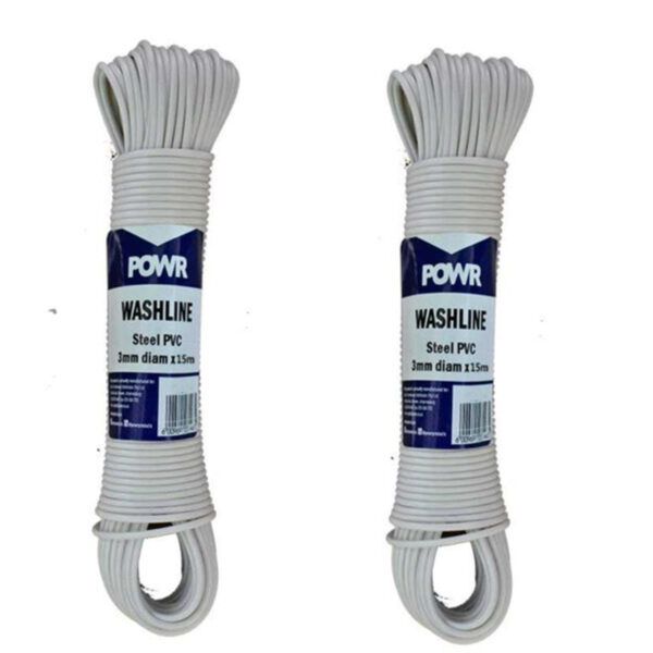 POWR Wash Line Steel PVC Coat 15m ( 2 Pack )