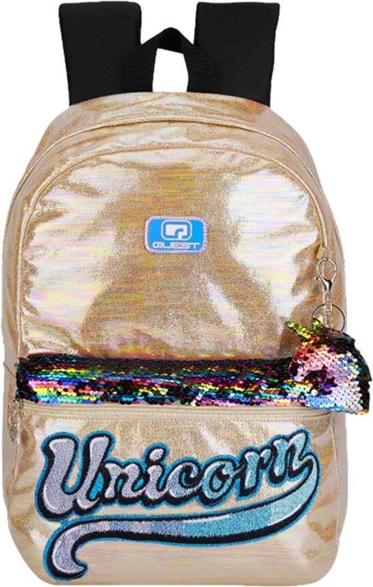 Quest Glamour Backpack Gold - Stylish Kids' Backpack with Adjustable Straps